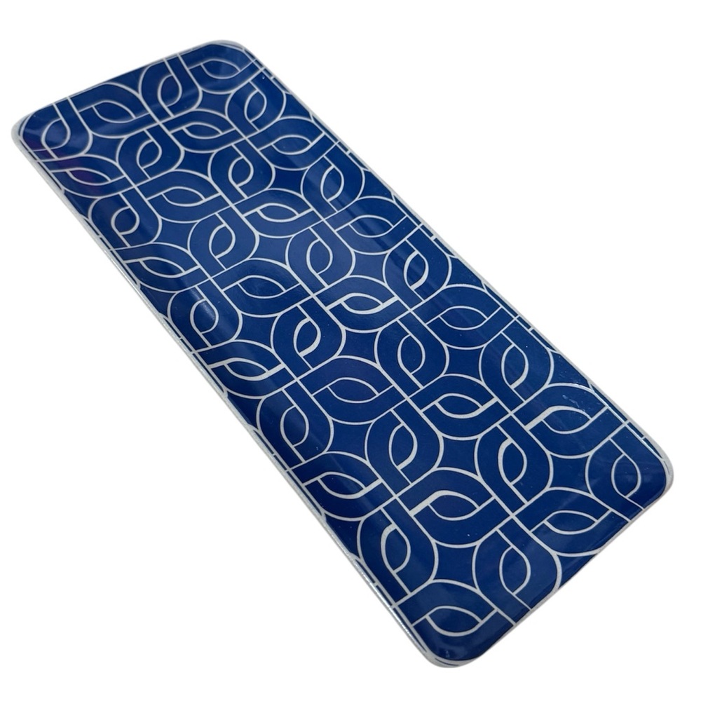 Cracker Barrel Vintage Blue Lattice Design Tray